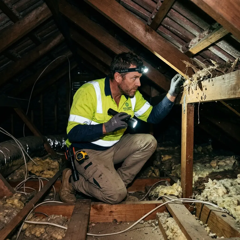 Technician locating dead rodents inside a Thornhill Park wall cavity with detection equipment